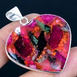 Copper Ruby Zosite Gemstone 925 Sterling Silver Handmade Pendant Necklace